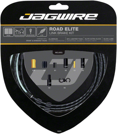 Jagwire Road Elite Link Brake Cable Kit SRAM/Shimano with Ultra-Slick Uncoated Cables, Black