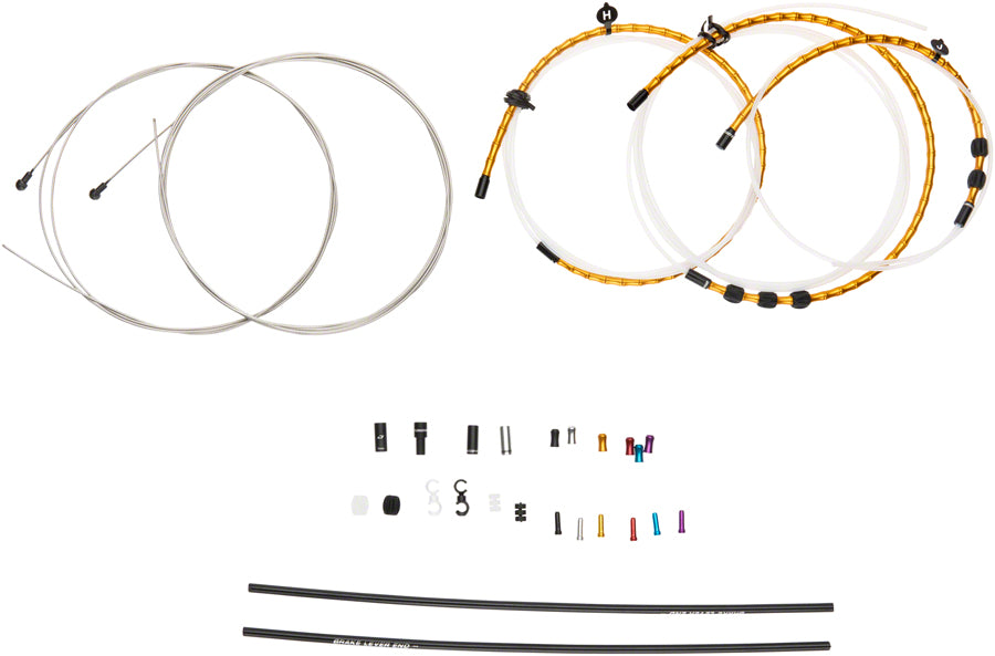 Jagwire Road Elite Link Brake Cable Kit SRAM/Shimano with Ultra-Slick Uncoated Cables, Gold