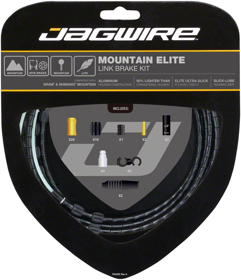 Jagwire Mountain Elite Link Brake Cable Kit with Ultra-Slick Uncoated Cables, Black