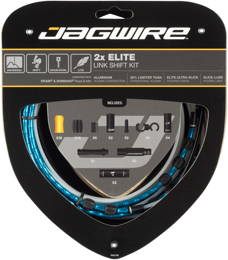 Jagwire 2x Elite Link Shift Cable Kit SRAM/Shimano with Polished Ultra-Slick Cables, Blue