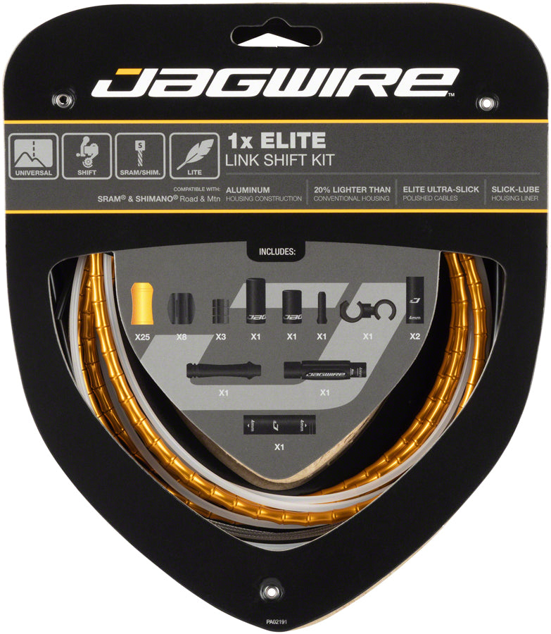 Jagwire 1x Elite Link Shift Cable Kit SRAM/Shimano with Polished Ultra-Slick Cable, Gold
