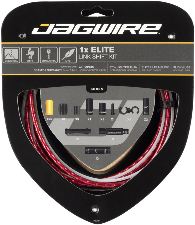 Jagwire 1x Elite Link Shift Cable Kit SRAM/Shimano with Polished Ultra-Slick Cable, Red