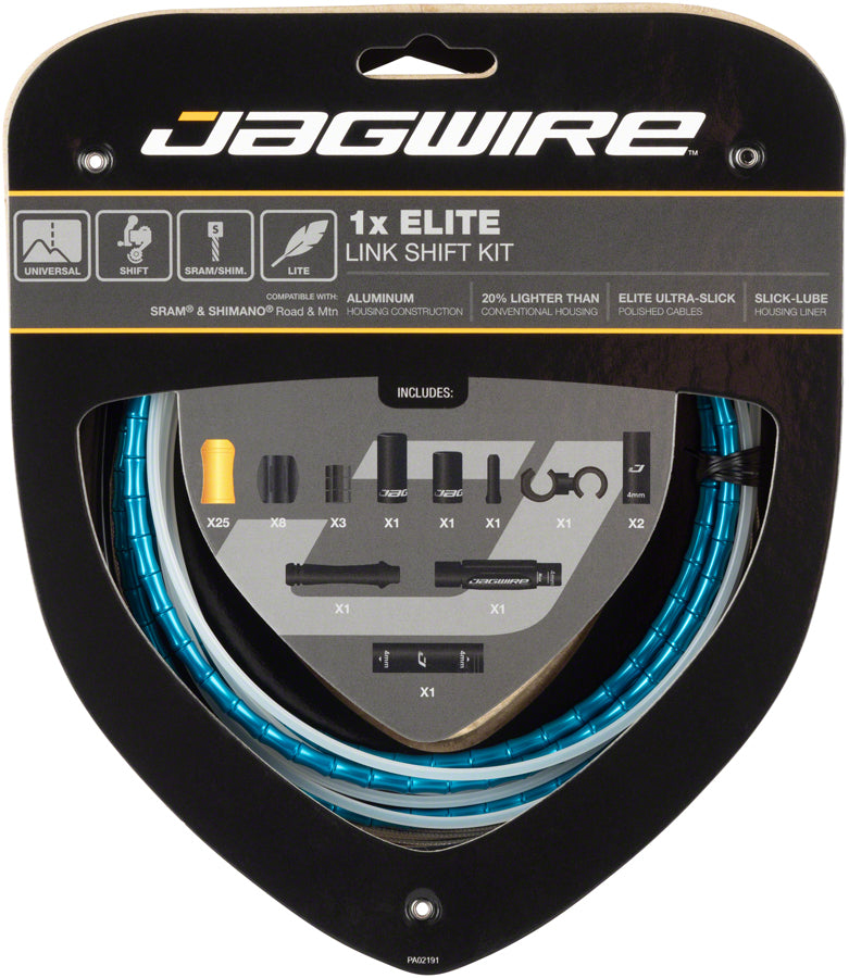 Jagwire 1x Elite Link Shift Cable Kit SRAM/Shimano with Polished Ultra-Slick Cable, Blue