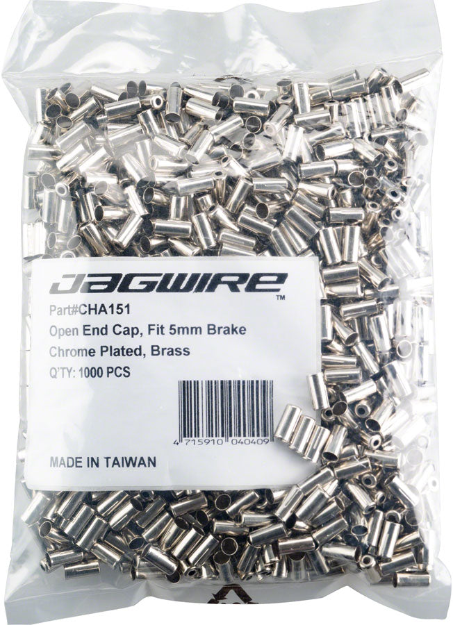 Jagwire 5mm Open Pre-Crimped End Caps Refill Bag of 1000, Chrome Plated