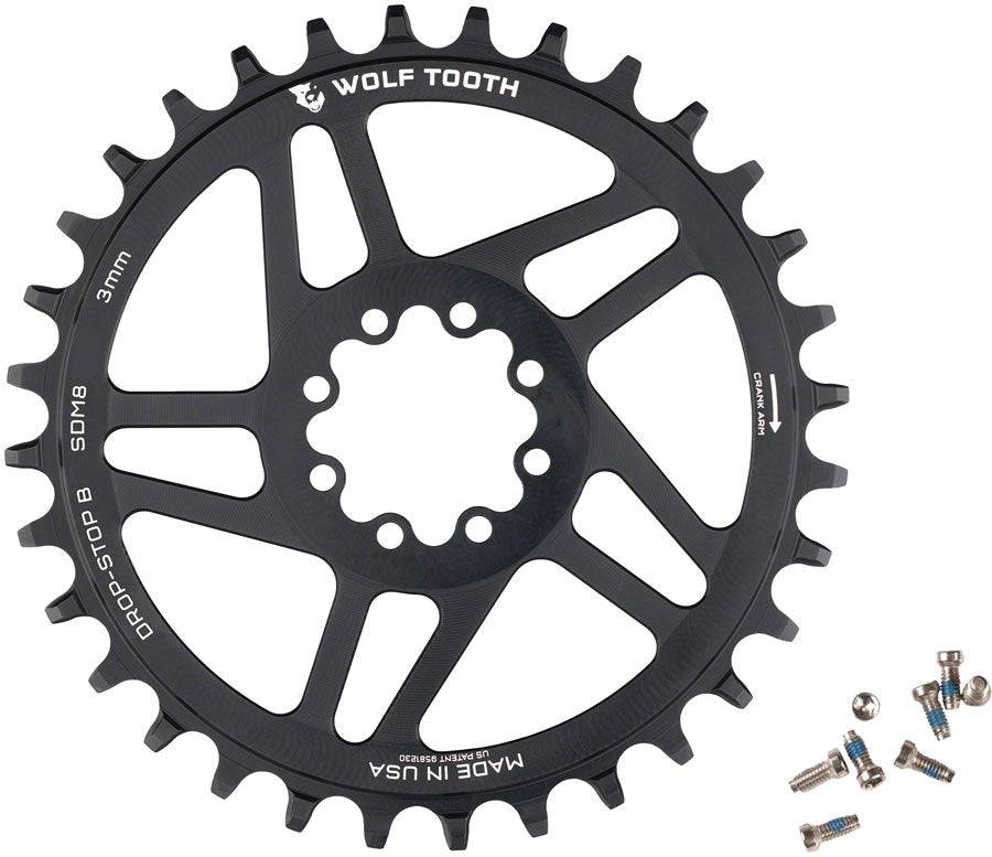 Wolf Tooth 36T Transmission T-Type Chainring 3mm Offset 8-Bolt Drop-Stop B