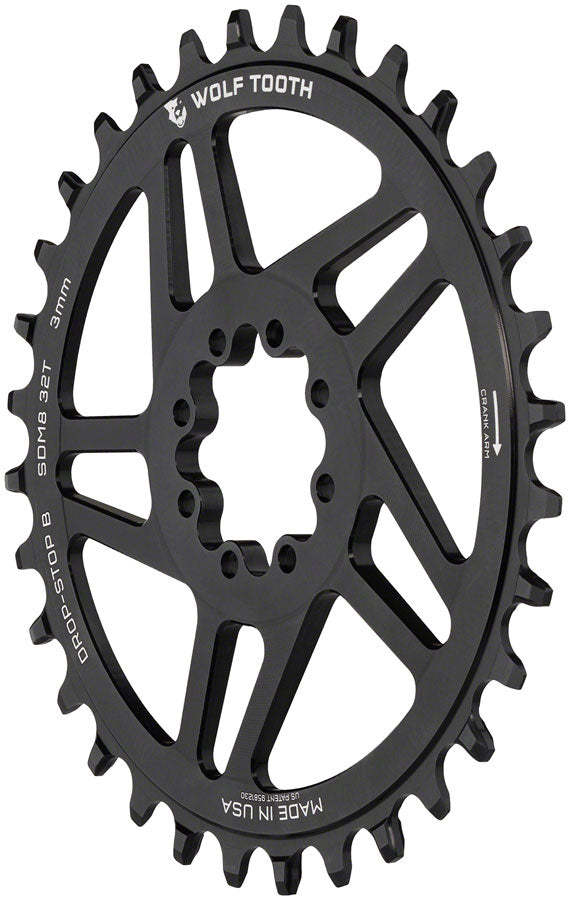 Wolf Tooth 32T Transmission T-Type Chainring 3mm Offset 8-Bolt Drop-Stop B