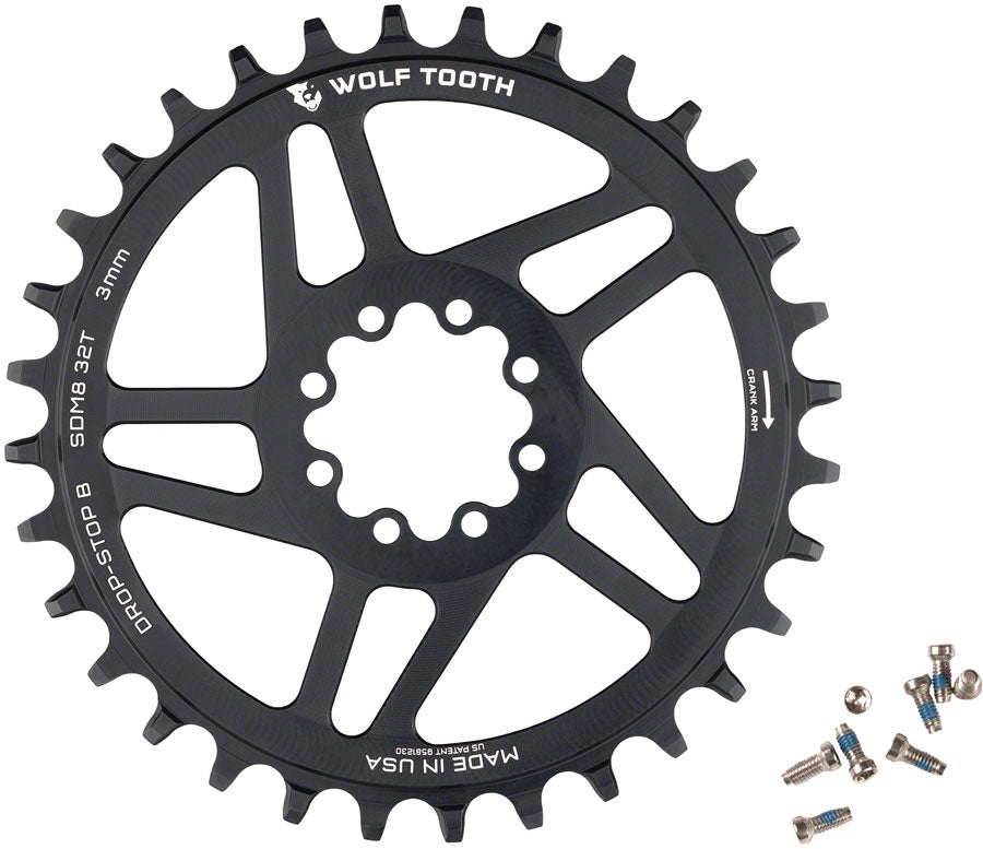 Wolf Tooth 32T Transmission T-Type Chainring 3mm Offset 8-Bolt Drop-Stop B