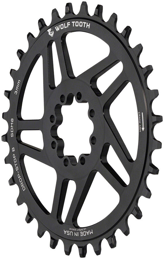 Wolf Tooth 30T Transmission T-Type Chainring 3mm Offset 8-Bolt Drop-Stop B