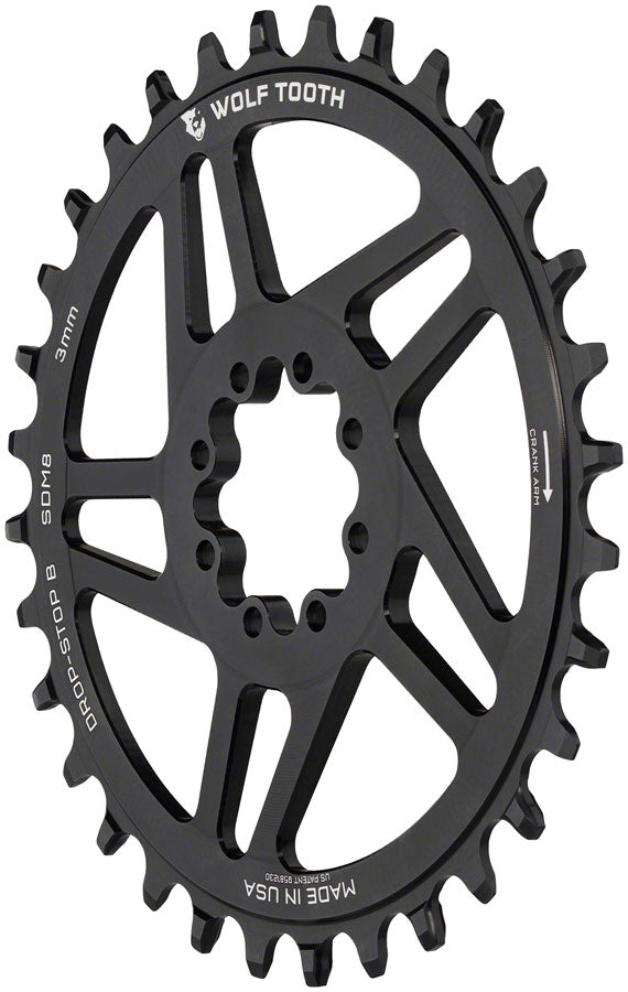 Wolf Tooth 30T Transmission T-Type Chainring 3mm Offset 8-Bolt Drop-Stop B