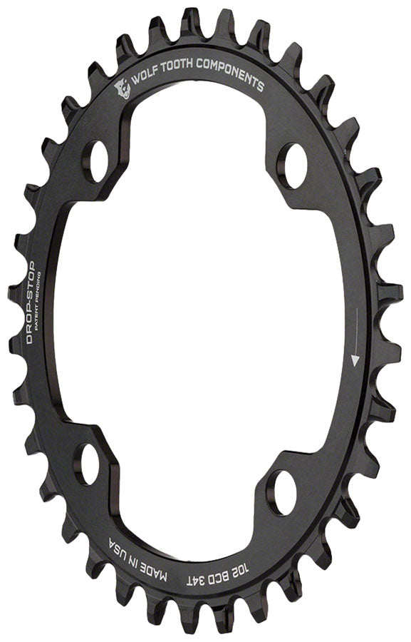 Wolf Tooth 102 BCD Chainring - 32t, 102 BCD, 4-Bolt, Drop-Stop, For Shimano XTR M960 Cranks, Black