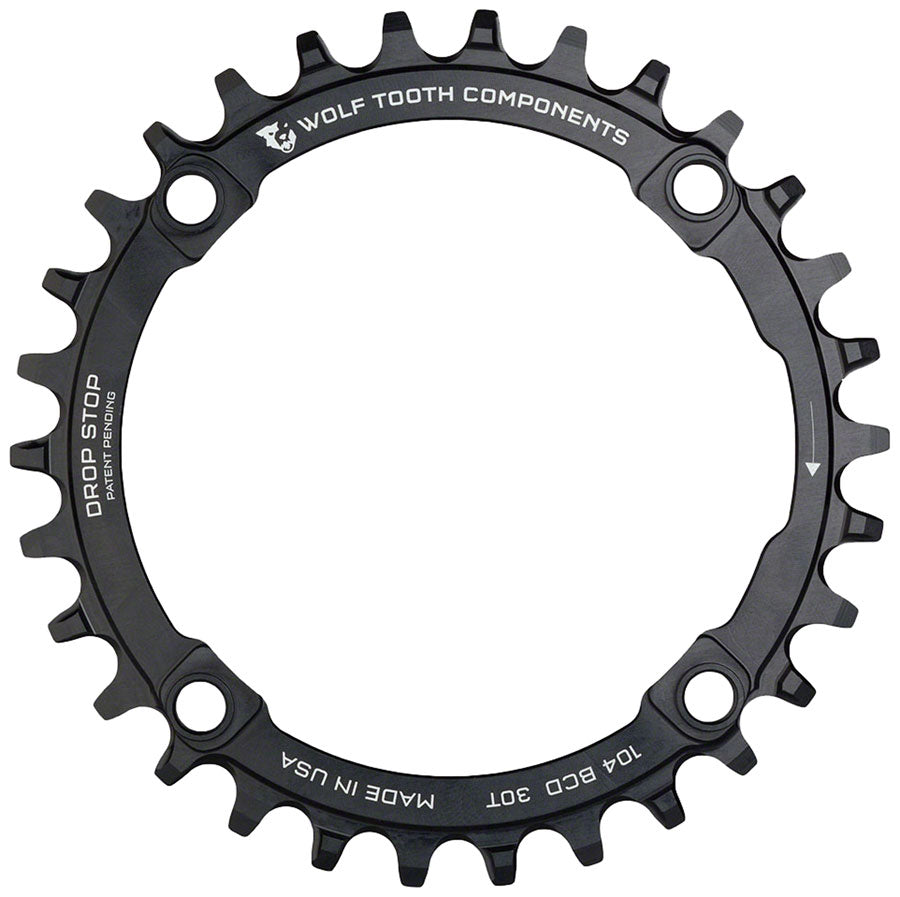 Wolf Tooth 104 BCD Chainring - 30t, 104 BCD, 4-Bolt, Drop-Stop A, Black
