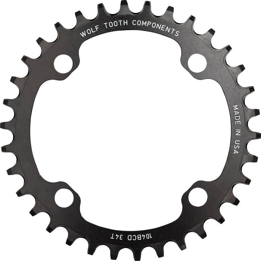Wolf Tooth 104 BCD Chainring - 34t, 104 BCD, 4-Bolt, Drop-Stop, Black