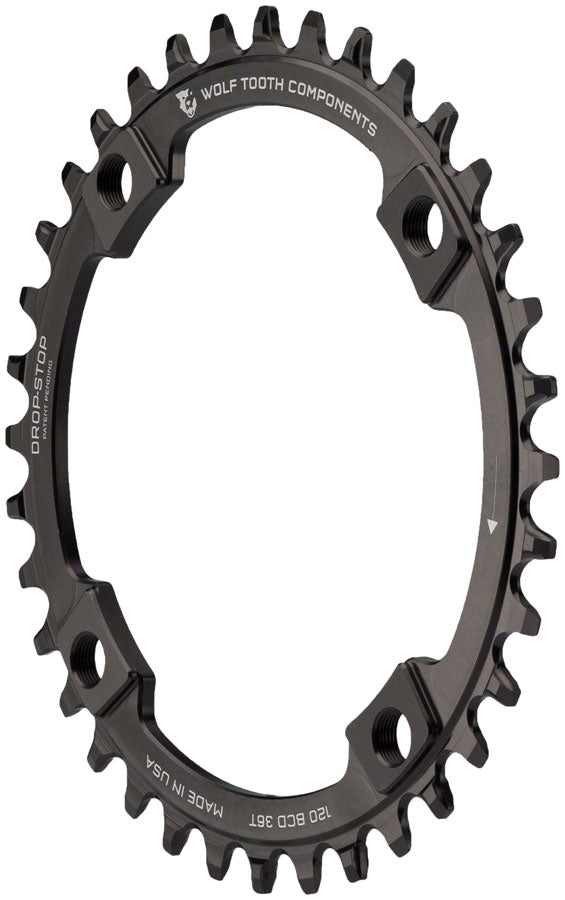 Wolf Tooth 120 BCD Chainring - 36t, 120 BCD, 4-Bolt, Drop-Stop, Black