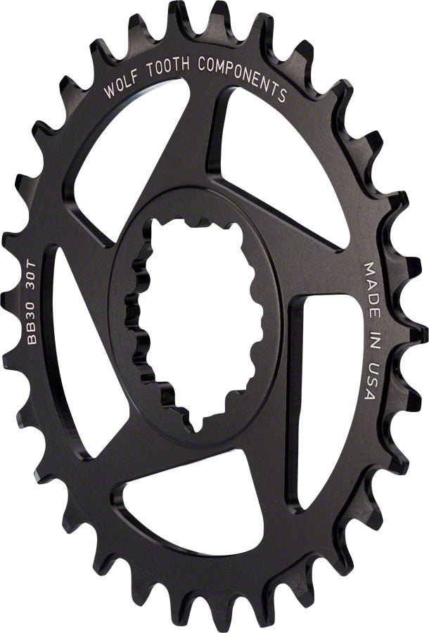 Wolf Tooth Direct Mount Chainring - 28t, SRAM Direct Mount, Drop-Stop, For BB30 Short Spindle Cranksets, 0mm Offset, Black