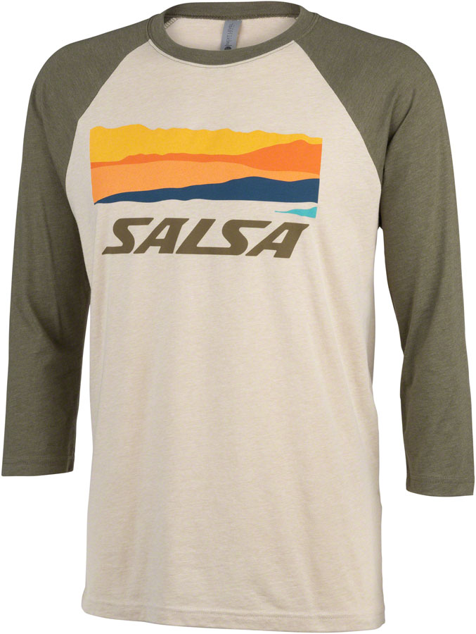 Salsa Outback Unisex 3/4 Tee - Cream Military Green Large