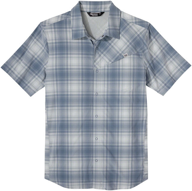 Outdoor Research Astroman Sun Shirt - Short Sleeve, Nimbus Plaid, Medium, Men's