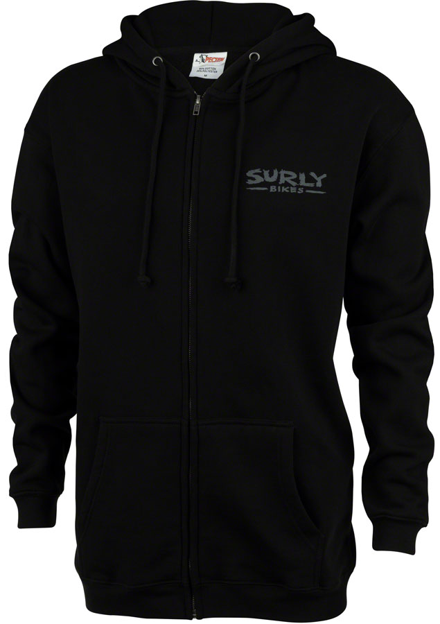 Surly Steel Consortium Zip-Up Hoodie - Black, Unisex, Small