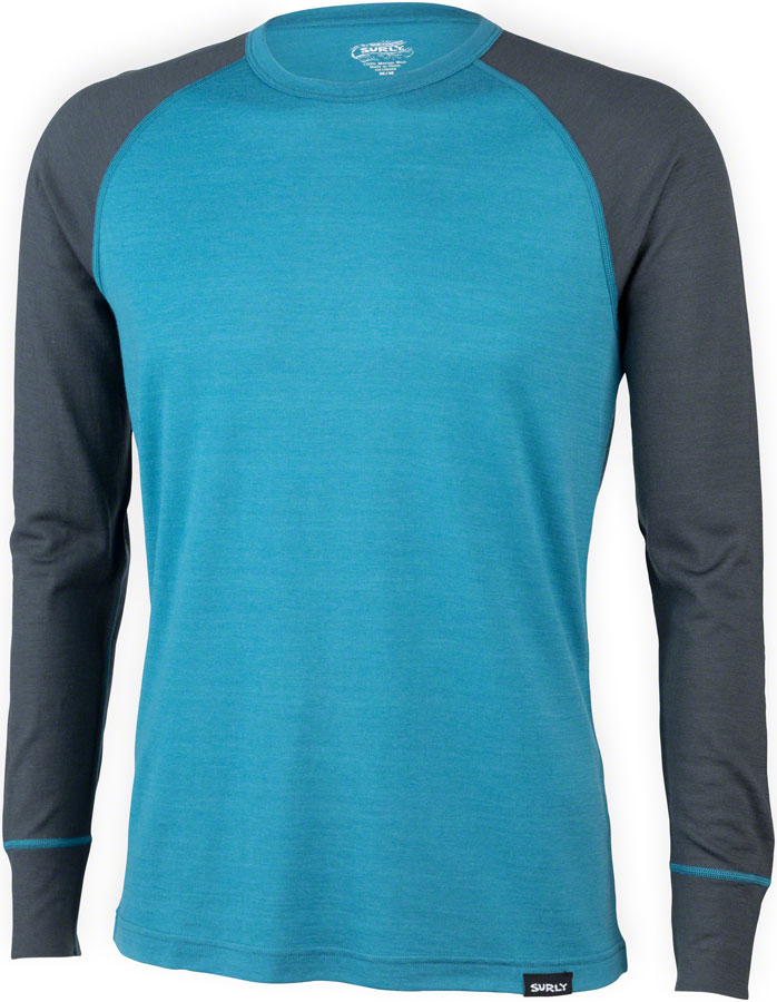 Surly Raglan Merino Long Sleeve Shirt: Blue/Gray XL