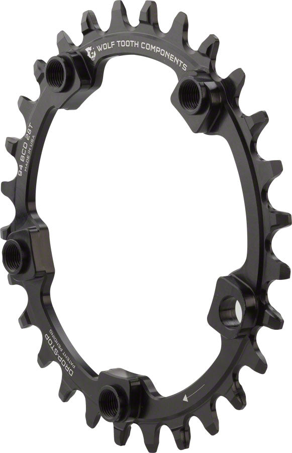 Wolf Tooth 94 BCD Chainring - 28t, 94 BCD, 5-Bolt, Drop-Stop, Black