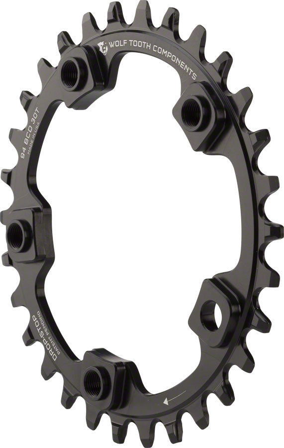 Wolf Tooth 94 BCD Chainring - 30t, 94 BCD, 5-Bolt, Drop-Stop, Black