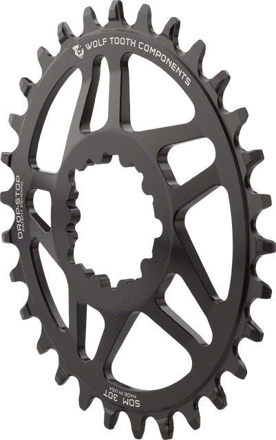Wolf Tooth Elliptical Direct Mount Chainring - 28t, SRAM Direct Mount, Drop-Stop, For SRAM BB30 Short Spindle Cranksets, 0mm Offset, Black