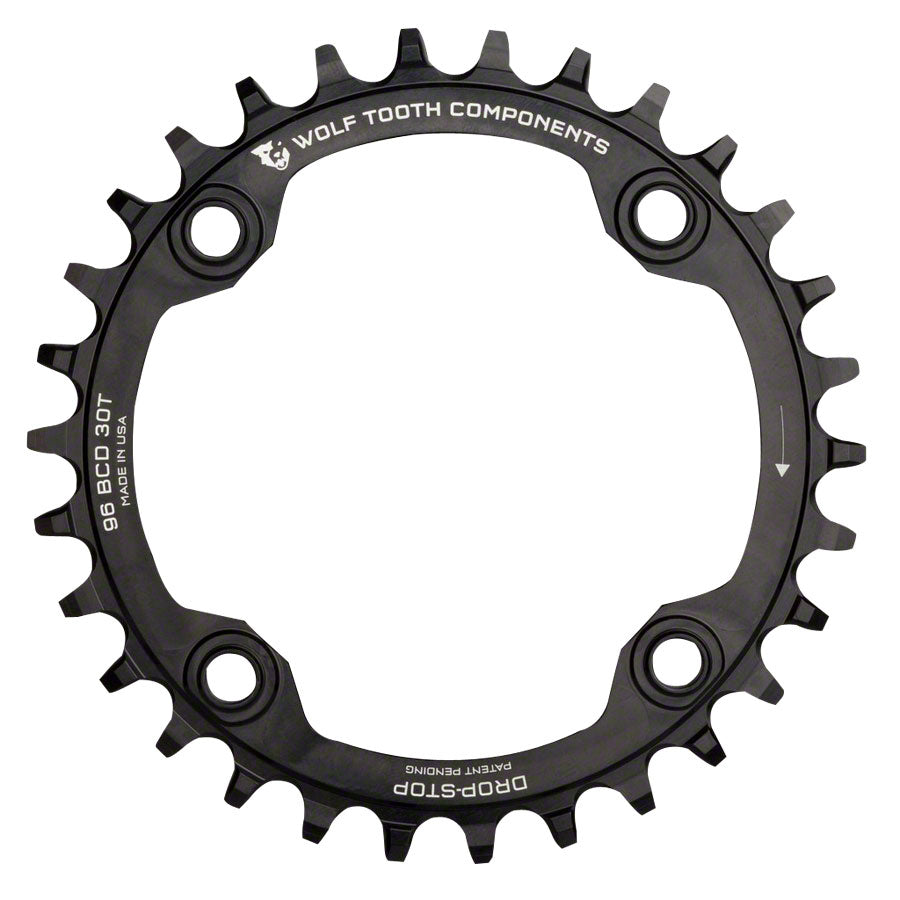 Wolf Tooth 96 Symmetrical BCD Chainring - 32t, 96 BCD, 4-Bolt, Drop-Stop, For Shimano Cranks, Black