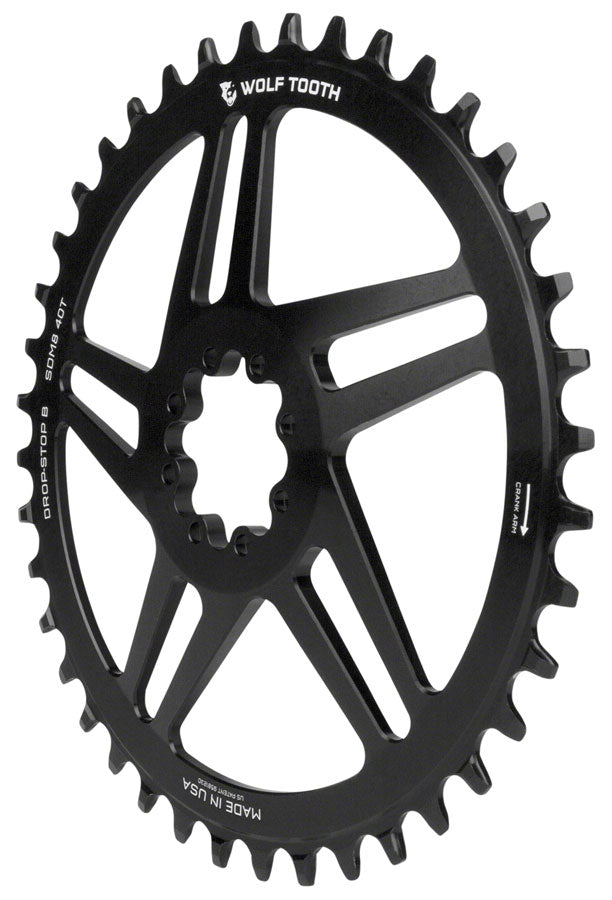 Wolf Tooth Direct Mount Chainring - 44t, SRAM Direct Mount, Drop-Stop B, For SRAM 8-Bolt Cranksets, 6mm Offset, Black