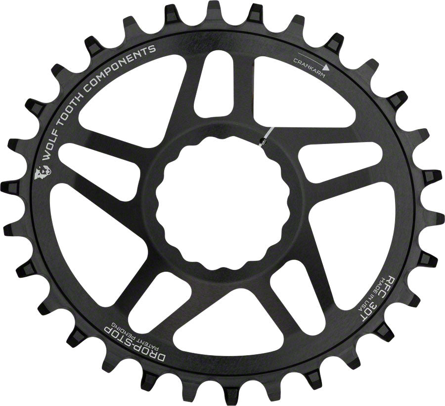 Wolf Tooth Elliptical Direct Mount Chainring - 30t, RaceFace/Easton CINCH Direct Mount, Drop-Stop A , For Boost Cranks, 3mm Offset, Black