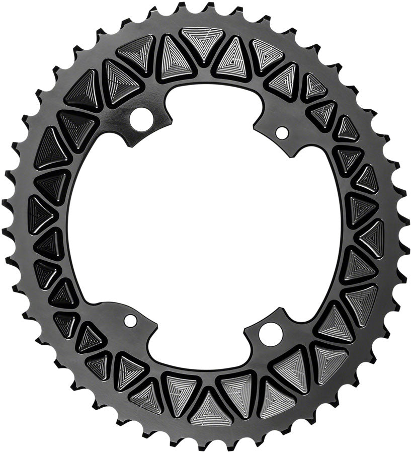 absoluteBLACK Premium Sub-Compact Oval 110 BCD Road Outer Chainring - 46t, 110 Shimano Asymmetric BCD, 4-Bolt, Black
