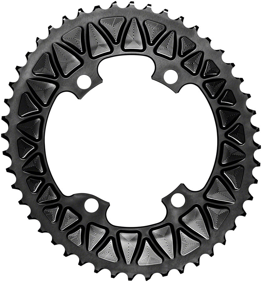 absoluteBLACK Premium Sub-Compact Oval 110 BCD Road Outer Chainring - 48t, 110 Shimano Asymmetric BCD, 4-Bolt, Black