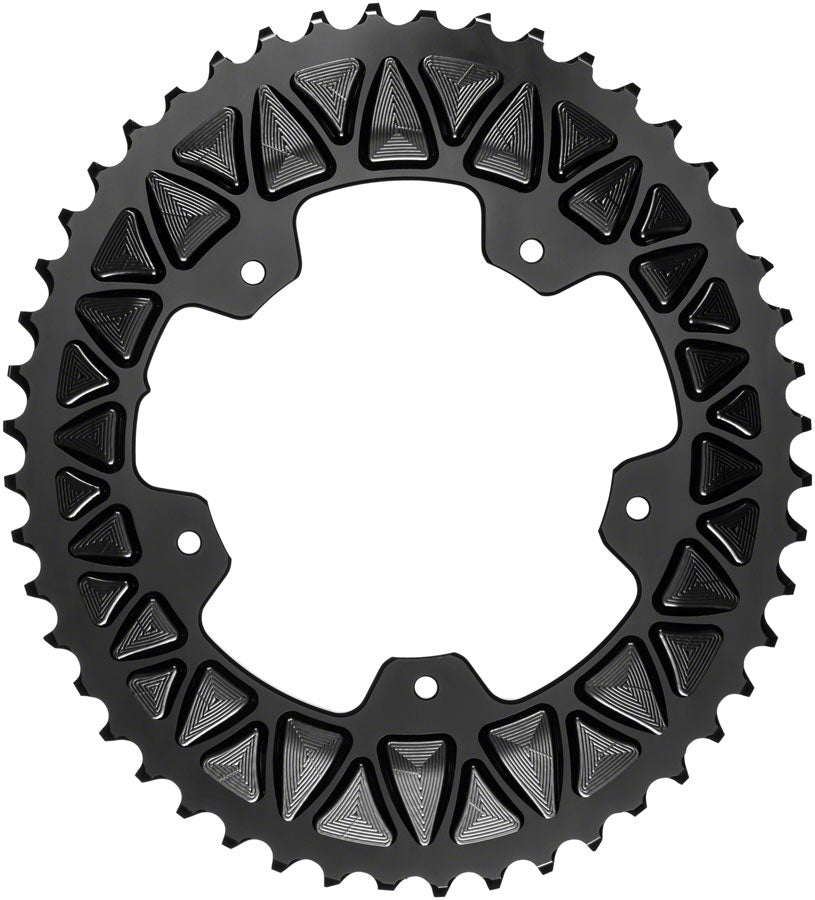 absoluteBLACK Premium Sub-Compact Oval 110 BCD Road Outer Chainring - 48t, 110 BCD, 5-Bolt, Black