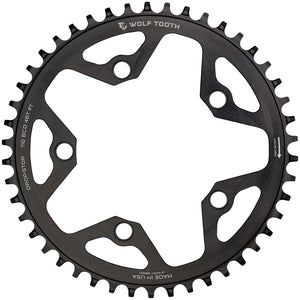 Wolf Tooth 110 BCD Cyclocross and Road Chainring - 46t, 110 BCD, 5-Bolt, Drop-Stop, 10/11/12-Speed Eagle and Flattop Compatible, Black