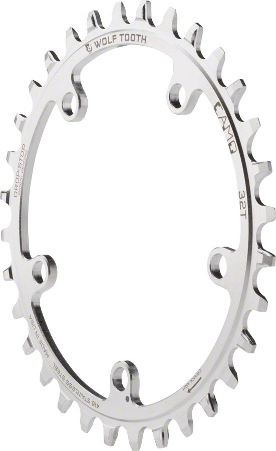 Wolf Tooth CAMO Stainless Steel Chainring - 32t, Wolf Tooth CAMO Mount, Drop-Stop, Silver