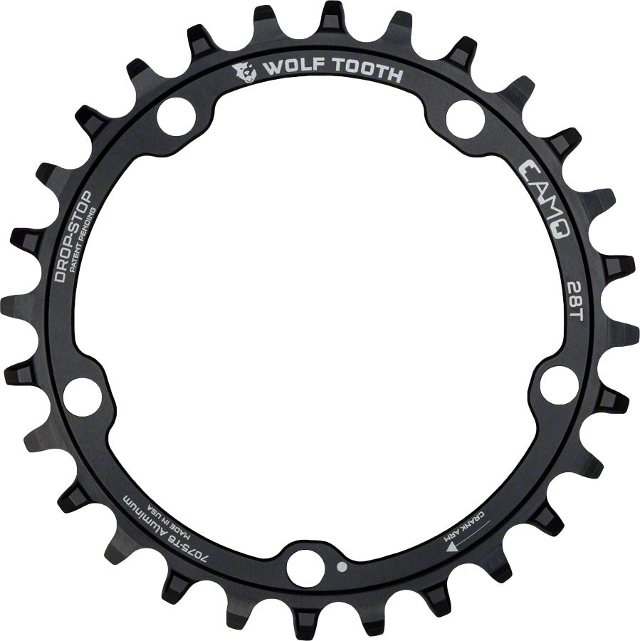 Wolf Tooth CAMO Aluminum Chainring - 28t, Wolf Tooth CAMO Mount, Drop-Stop A, Black