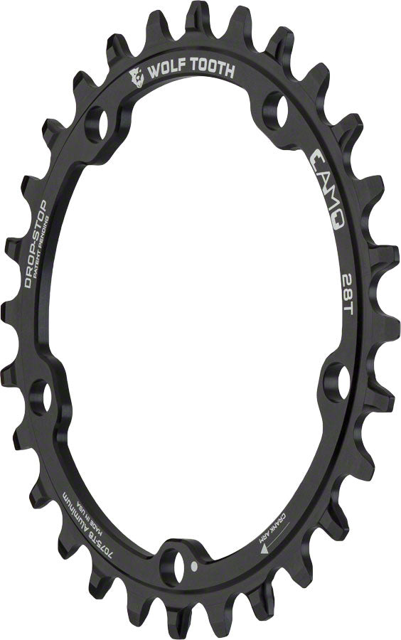 Wolf Tooth CAMO Aluminum Chainring - 28t, Wolf Tooth CAMO Mount, Drop-Stop A, Black