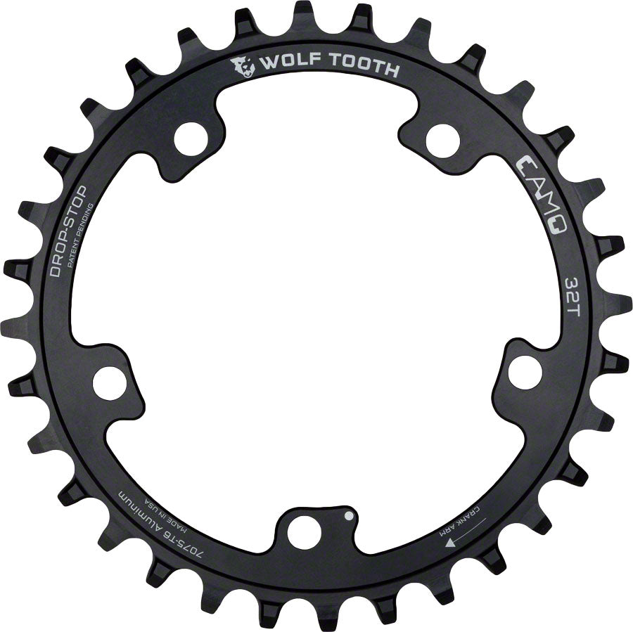 Wolf Tooth CAMO Aluminum Chainring - 32t, Wolf Tooth CAMO Mount, Drop-Stop A, Black