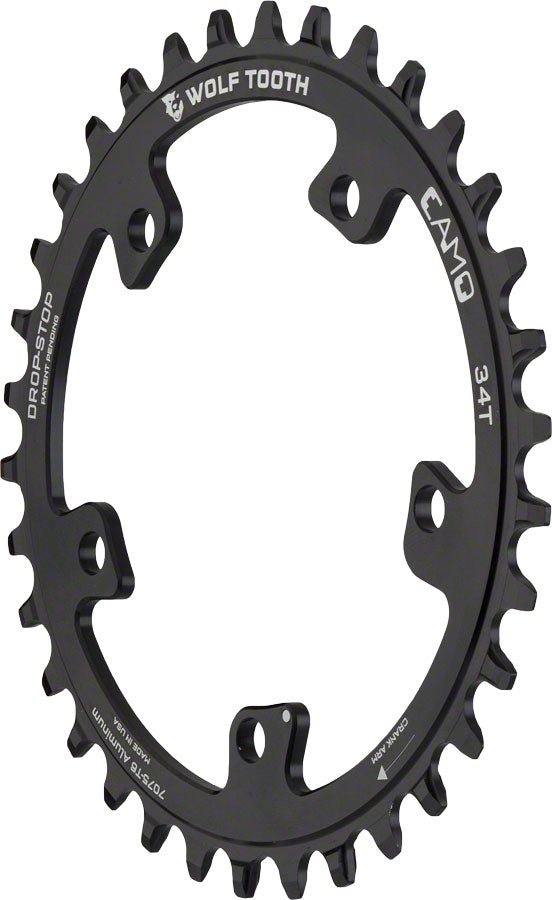 Wolf Tooth CAMO Aluminum Chainring - 34t, Wolf Tooth CAMO Mount, Drop-Stop A, Black