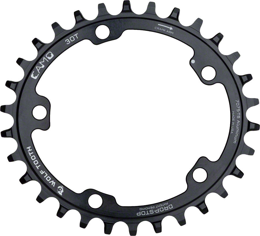 Wolf Tooth CAMO Aluminum Elliptical Chainring - 32t, Wolf Tooth CAMO Mount, Drop-Stop A, Black