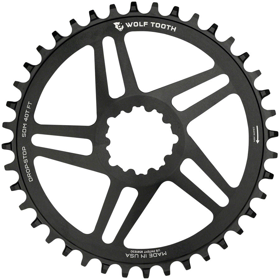Wolf Tooth Direct Mount Chainring - 40t, SRAM Direct Mount, For SRAM 3-Bolt, 6mm Offset, Drop-Stop B, Flattop Compatible, Black