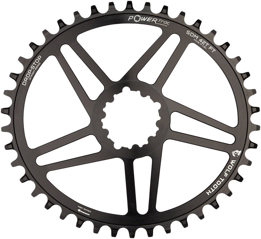 Wolf Tooth Elliptical Direct Mount Chainring - 42t, SRAM Direct Mount, 6mm Offset, Drop-Stop, Flattop Compatible, Black