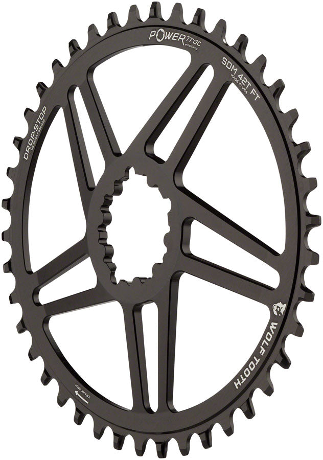 Wolf Tooth Elliptical Direct Mount Chainring - 42t, SRAM Direct Mount, 6mm Offset, Drop-Stop, Flattop Compatible, Black