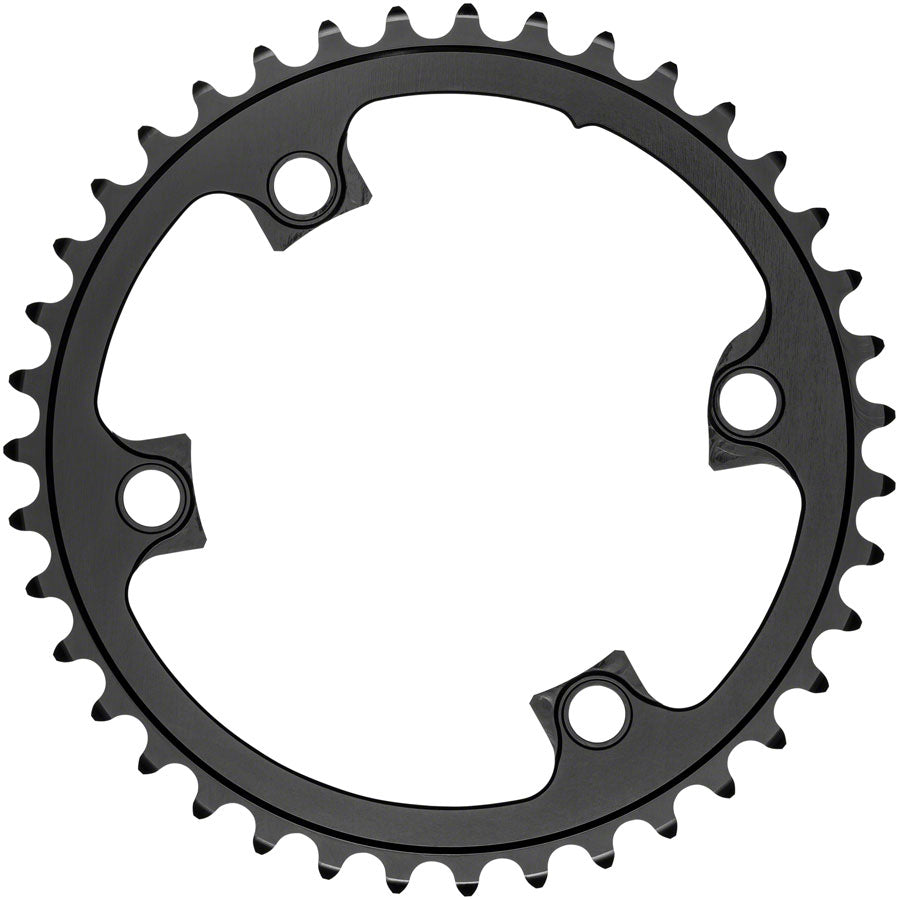 absoluteBLACK Premium Round 110 BCD Road Inner Chainring for Shimano Dura-Ace 9100 - 38t, 110 Shimano Asymmetric BCD, 4-Bolt, Black