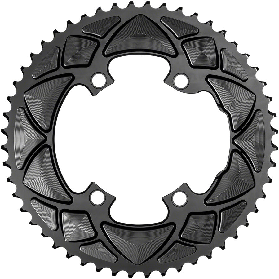 absoluteBLACK Premium Round 110 BCD Road Outer Chainring for Shimano Dura-Ace 9100 - 53t, 110 Shimano Asymmetric BCD, 4-Bolt, Black