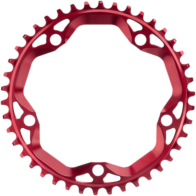 absoluteBLACK Round 130 BCD CX Chainring - 42t, 130 BCD, 5-Bolt, Narrow-Wide, Red