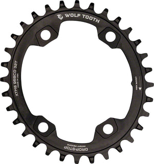 Wolf Tooth Elliptical 96 BCD Chainring - 30t, 96 Asymmetric BCD, 4-Bolt, Drop-Stop, For Shimano XTR M9000 and M9020 Cranks, Black