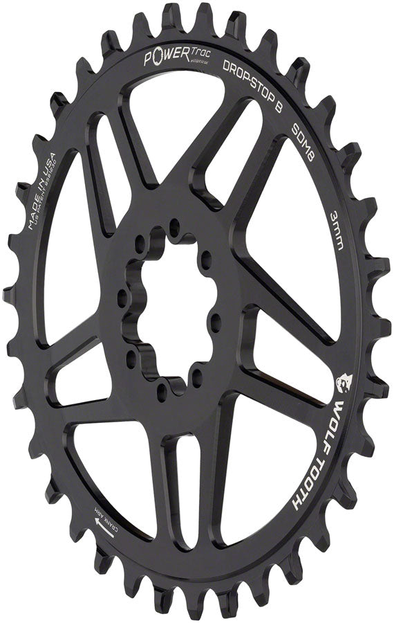 Wolf Tooth Elliptical Direct Mount Chainring - 32t, SRAM Direct Mount, Drop-Stop B, For SRAM 8-Bolt Cranksets, 3mm Offset, Black