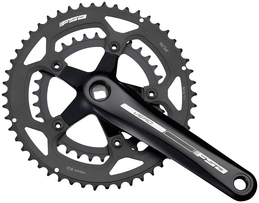 Full Speed Ahead Vero Compact Crankset - 175mm, 9-Speed, 50/34t, 110 BCD, Square Taper JIS Spindle Interface, Black