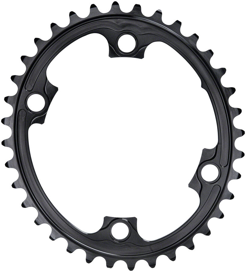 absoluteBLACK Premium Oval 110 BCD Road Inner Chainring for Shimano Dura-Ace 9000 - 38t, 110 Shimano Asymmetric BCD, 4-Bolt, Black