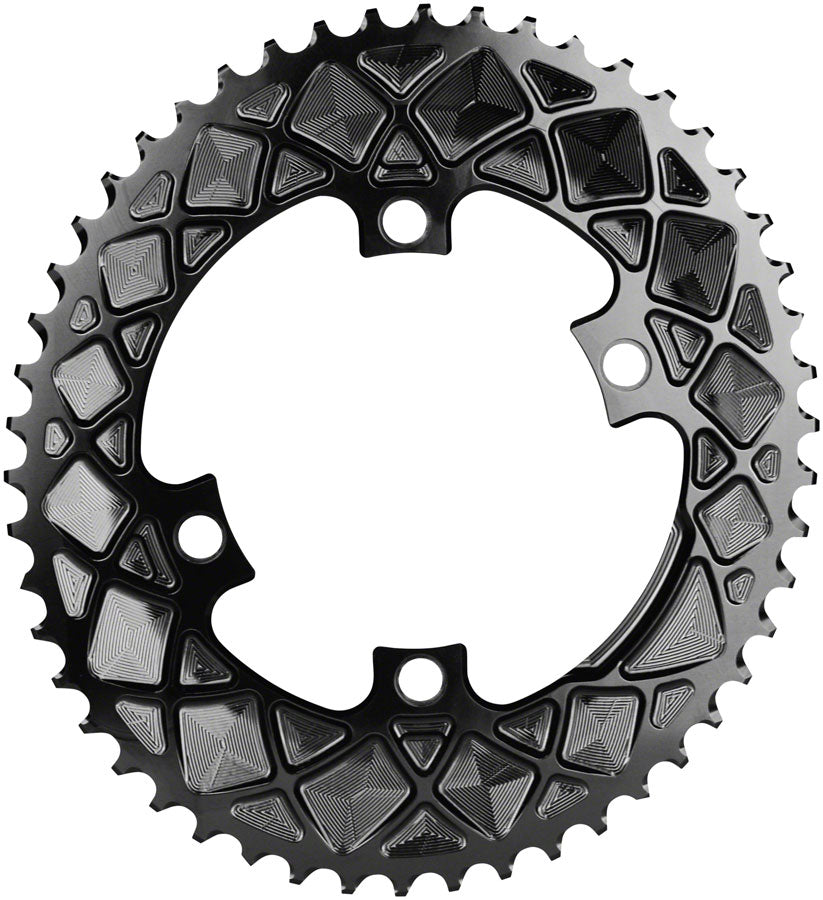 absoluteBLACK Premium Oval 110 BCD Road Outer Chainring for Shimano Dura-Ace 9000 - 50t, 110 Shimano Asymmetric BCD, 4-Bolt, Black