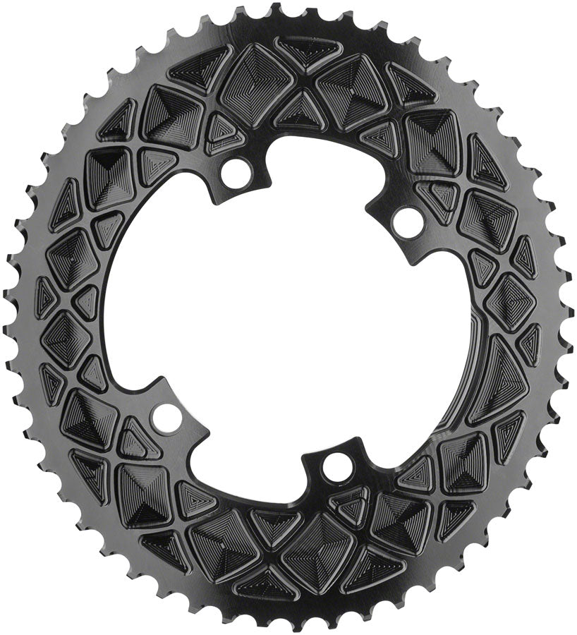 absoluteBLACK Premium Oval 110 BCD Road Outer Chainring for Shimano Dura-Ace 9000 - 52t, 110 Shimano Asymmetric BCD, 4-Bolt, Black